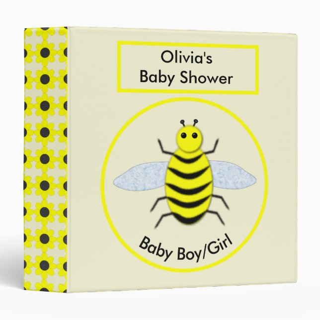 Cute Yellow Baby Bee Baby Shower Photo Album Binder (Front/Spine)