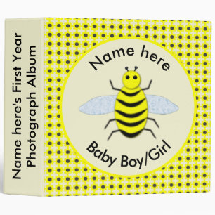 Cute Yellow Baby Bee First Year Photograph Album Binder