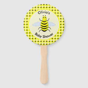 Cute Yellow Baby Bee Gender Neutral Baby Shower Hand Fan