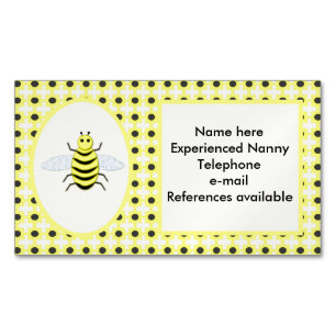 Cute Yellow Baby Bee Gender Neutral Custom Nanny Magnetic Business Card