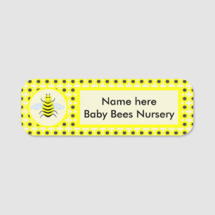 Cute Yellow Baby Bee Gender Neutral Nursery Name Tag