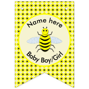 Cute Yellow Baby Bee Gender Neutral Nursery Room Bunting Flags