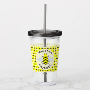 Cute Yellow Baby Bee Gender Reveal Neutral Custom Acrylic Tumbler