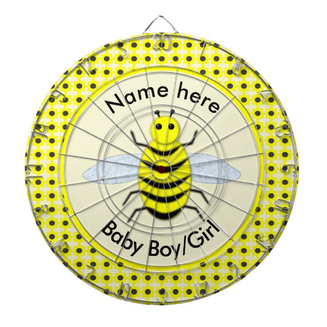 Cute Yellow Baby Bee Gender Reveal Neutral Custom Dartboard (Front)