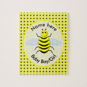 Cute Yellow Baby Bee Gender Reveal Neutral Custom Jigsaw Puzzle