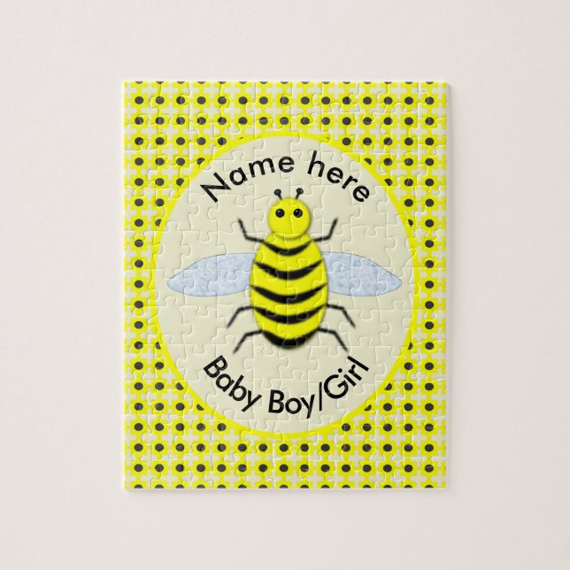 Cute Yellow Baby Bee Gender Reveal Neutral Custom Jigsaw Puzzle (Vertical)