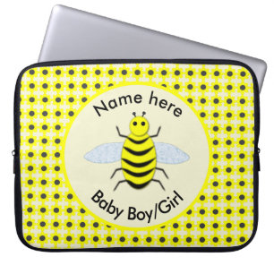 Cute Yellow Baby Bee Gender Reveal Neutral Custom Laptop Sleeve