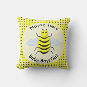 Cute Yellow baby Bee Gender Reveal Neutral Custom Outdoor Pillow
