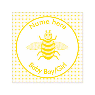 Cute Yellow Baby Bee Gender Reveal Neutral Custom Self-inking Stamp