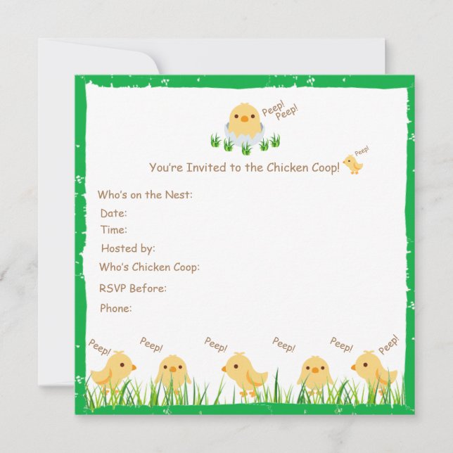 Cute Yellow Baby Chick Baby Shower Invitation (Front)