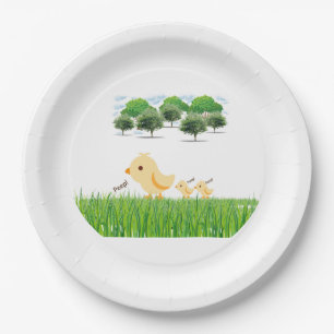 Cute Yellow Baby Chick Baby Shower Paper Plate