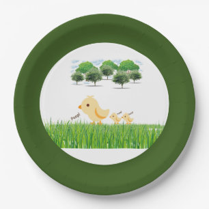 Cute Yellow Baby Chick Baby Shower Paper Plate