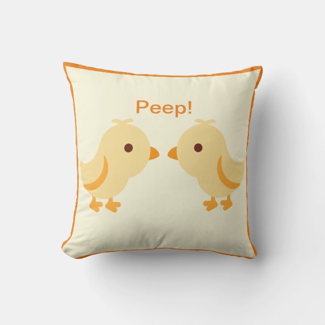 Cute Yellow Baby Chick Throw Pillow (Front)