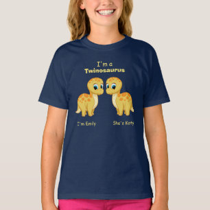 Cute Yellow Baby Dinosaur Twins Personalized T-Shirt