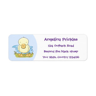 Cute yellow baby duckling cartoon illustration