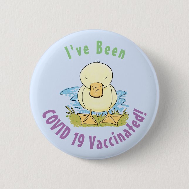 Cute yellow baby duckling cartoon illustration 2 inch round button (Front)