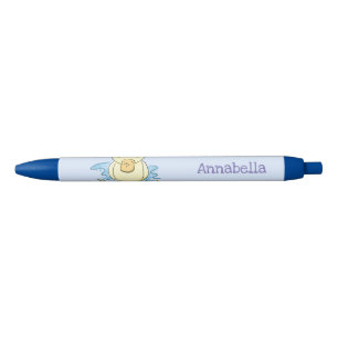 Cute yellow baby duckling cartoon illustration black ink pen