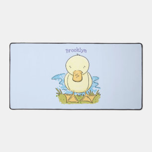 Cute yellow baby duckling cartoon illustration desk mat