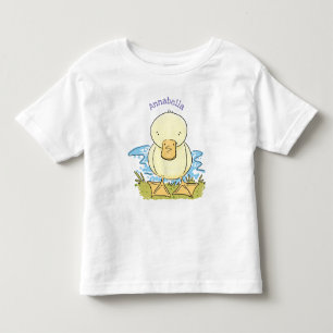 Cute yellow baby duckling cartoon illustration toddler t-shirt