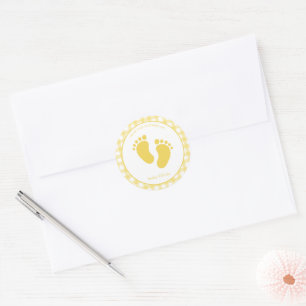 Cute Yellow Baby footprint envelope seal