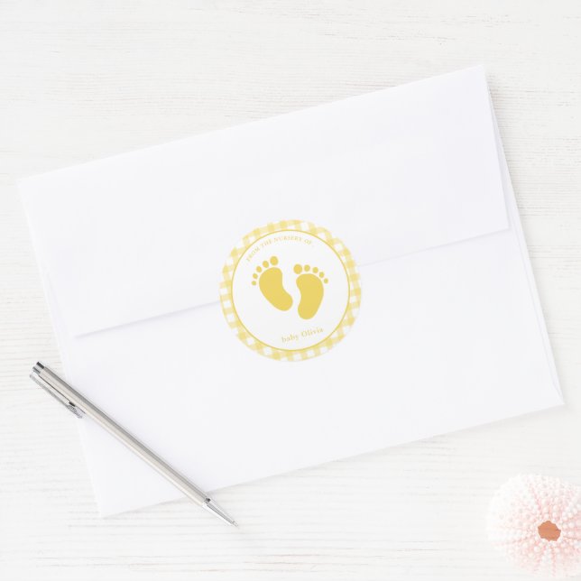 Cute Yellow Baby footprint envelope seal (Envelope)