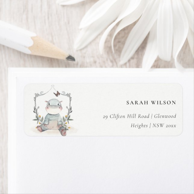 Cute Yellow Baby Hippo Foliage Balloon Address (Insitu)