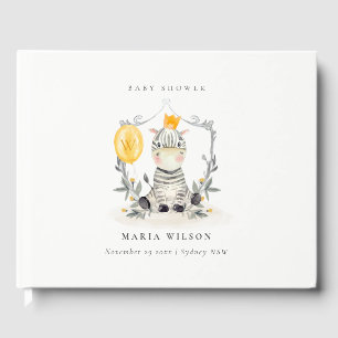 Cute Yellow Baby Zebra Foliage Balloon Baby Shower Guest Book