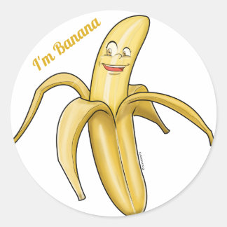 Cute Yellow Banana - Funny Fruit cartoon Classic Round Sticker