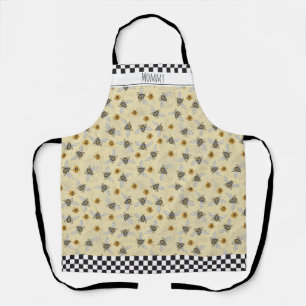 Cute Yellow Bee and Flowers Garden Apron