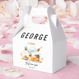 Cute Yellow Bee & Sunflower 1st Bee-Day Birthday Favor Box