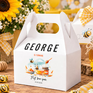 Cute Yellow Bee & Sunflower 1st Bee-Day Birthday Favor Box