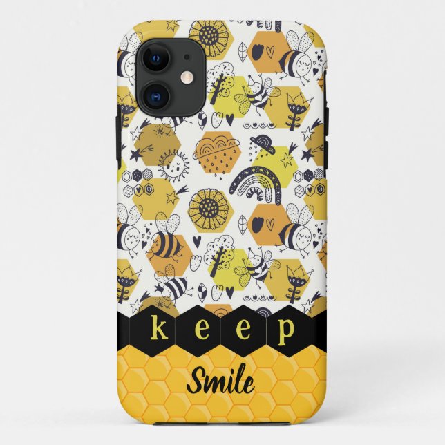 Cute yellow bees iPhone Case (Back)