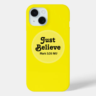 Cute Yellow Believe Bible Verse Miracle Faith iPhone 15 Case