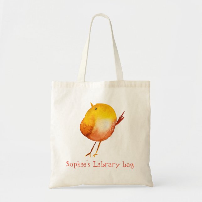 Cute yellow bird library bag (Front)