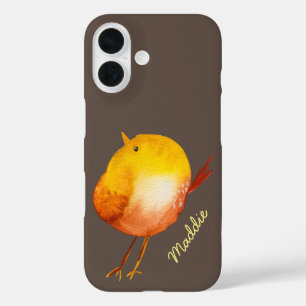 Cute yellow bird watercolor art iPhone 16 case