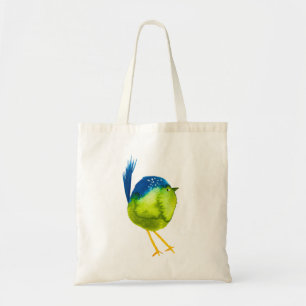 Cute yellow bird watercolor art tote bag