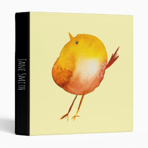 Cute yellow bird watercolor binder