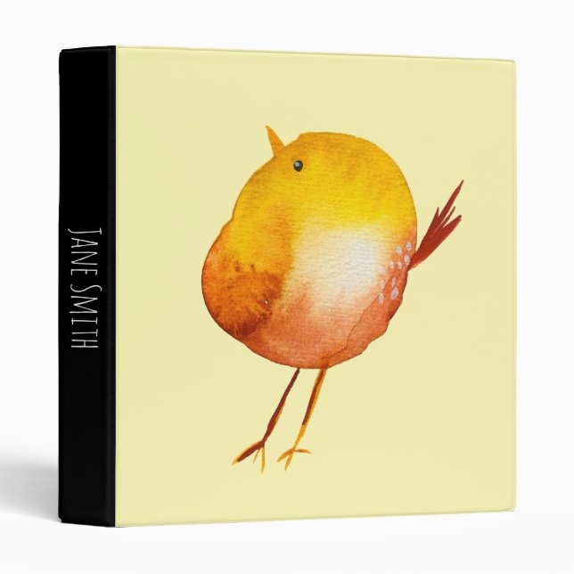 Cute yellow bird watercolor binder (Front/Spine)