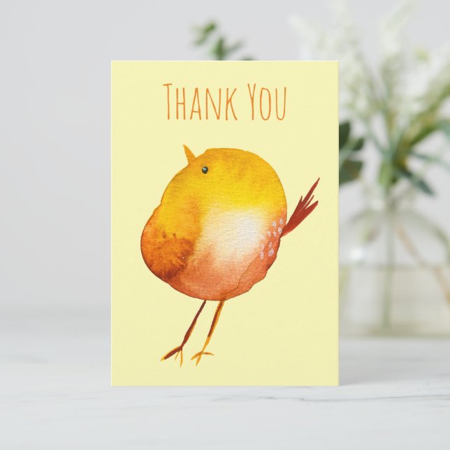 Cute yellow bird watercolor card (Standing Front)
