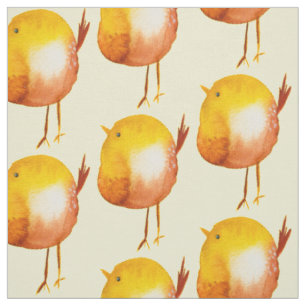 Cute yellow bird watercolor fabric