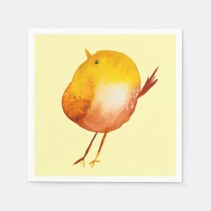 Cute yellow bird watercolor napkin