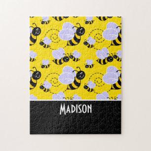 Cute Yellow & Black Bee Jigsaw Puzzle