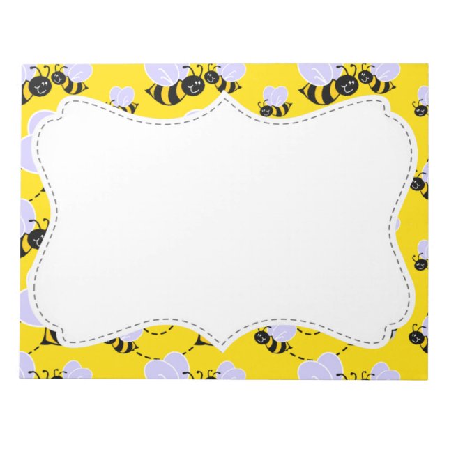Cute Yellow & Black Bee Notepad (Front)