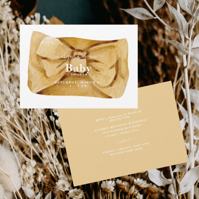 Cute Yellow Bow Baby Shower Invitation (Creator Uploaded)