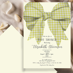 Cute Yellow Bow Gender Neutral Baby Shower Invitation