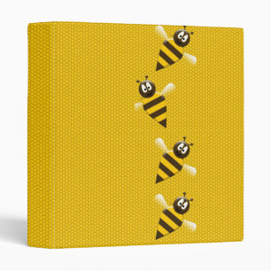 Cute Yellow Brown Abstract Honey Bees Pattern Binder