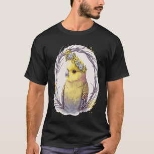 Cute Yellow Budgie Parakeet Bird Flower Crown Pet  T-Shirt