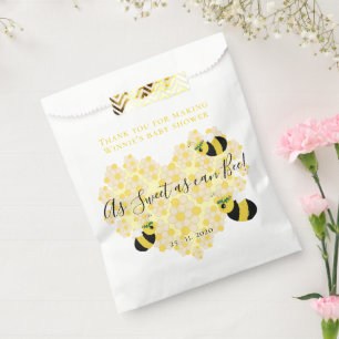 Cute Yellow Bumble Bee Honeycomb Heart Baby Shower Favour Bag