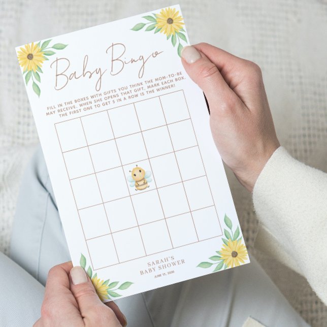 Cute Yellow Bumblebee Baby Shower Bingo Game  Flyer (Creator Uploaded)