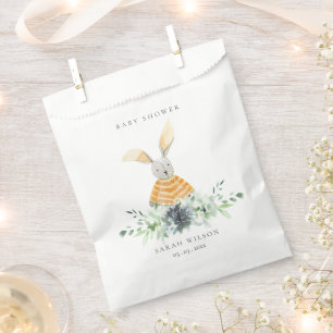 Cute Yellow Bunny Garden Foliage Baby Shower Favour Bag